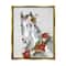 Stupell Industries Festive Holiday Horse Holly Wreath Framed Floater Canvas Wall Art